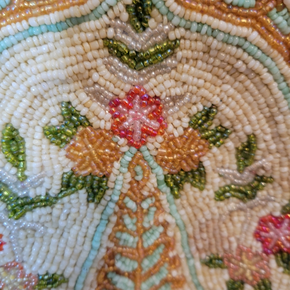 Vintage Beaded Floral Handbag Beautiful Colors, Pink, Green, Blue, and Gold - Picture 8 of 16